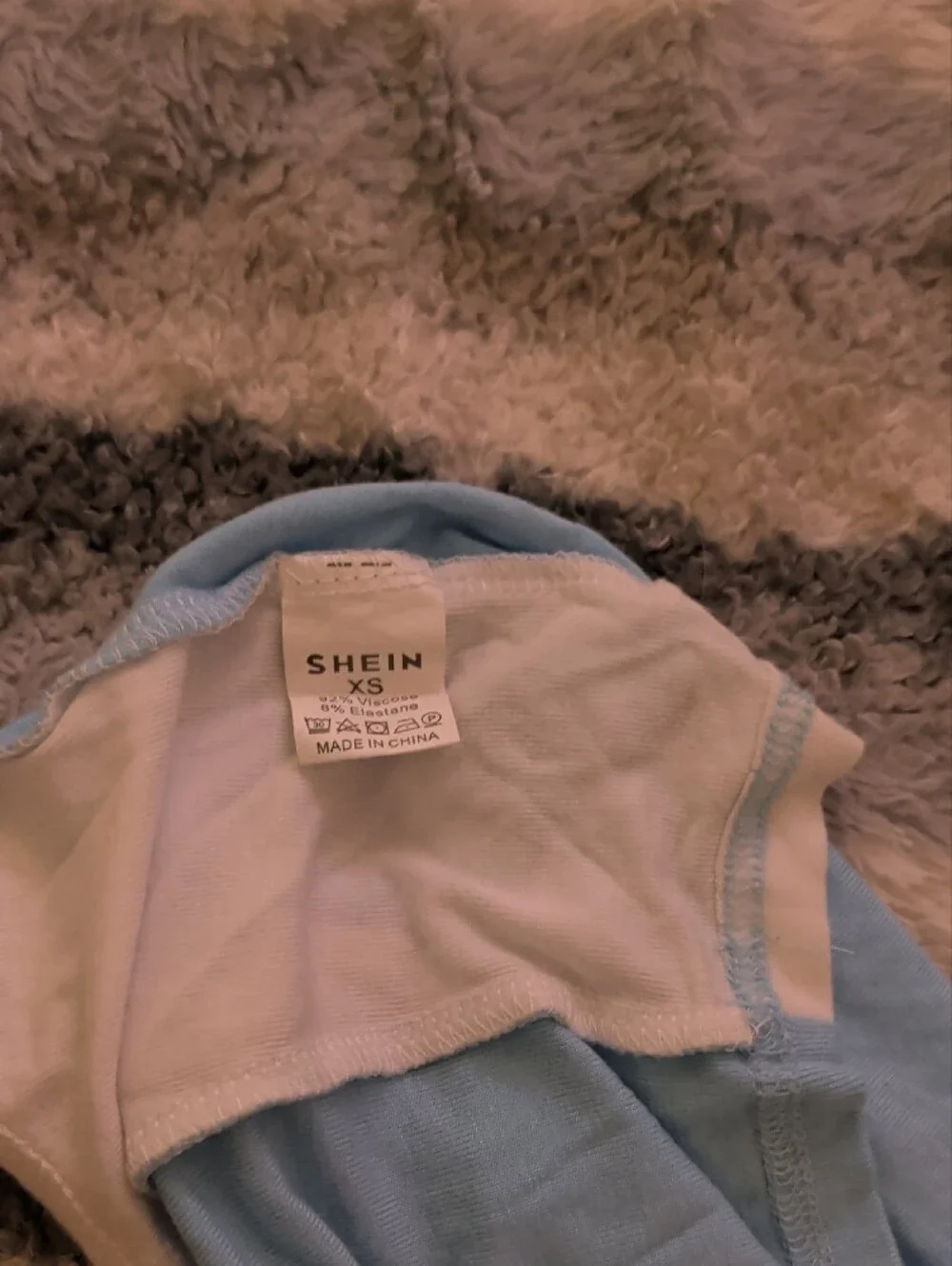 SHEIN Light Blue and White Colorblock Bandeau Tank